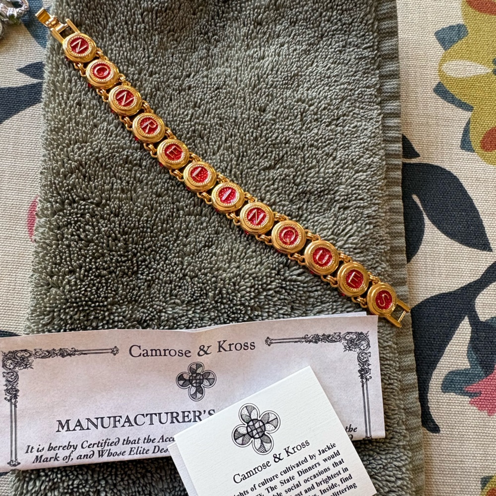 Camrose & Cross Jackie Kennedy replica Gold and Red Bracelet.